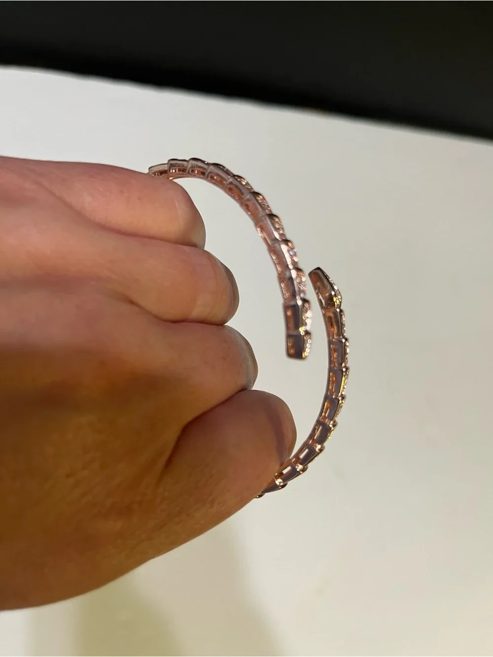 Elegant Rose Gold CZ Snake Bracelet Bangle Small